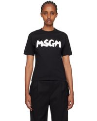 MSGM - T-shirt noir à logo imprimé - Lyst