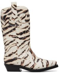 Ganni - Off- Mid Shaft Embroidered Western Boots - Lyst