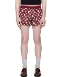 Dries Van Noten - Burgundy Ribbed Jacquard Shorts - Lyst