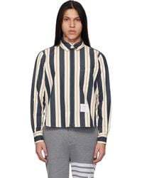 Thom Browne - Stripe Seersucker Zip Shirt - Lyst