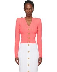 Balmain - Long-Sleeve Cable-Knit Cardigan - Lyst