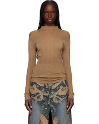 Feng Chen Wang - Taupe Transparent Sweater - Lyst