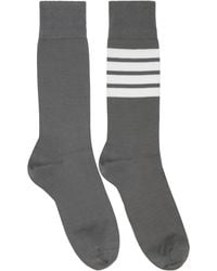 Thom Browne - Cotton 4-Bar Mid Calf Socks - Lyst