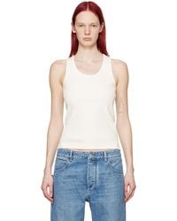 Bottega Veneta - Débardeur blanc cassé en tricot côtelé - Lyst