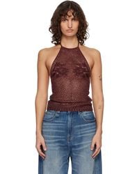 Amiri - Burgundy Floral Crochet Open Back Tank Top - Lyst