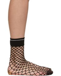 Prada Black Logo Fishnet Sock