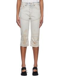 MM6 by Maison Martin Margiela - Panel Sprayed Capri Denim Shorts - Lyst