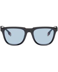 Burberry - Black Stripe Detail Square Frame Sunglasses - Lyst