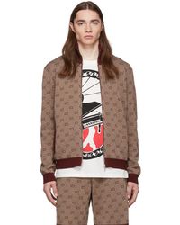 Gucci Burgundy GG Jacquard Knit Jacket - Brown
