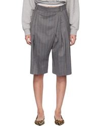 Ganni - Wool Stripe Wrap Shorts - Lyst
