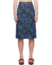 Ganni - Lazer Denim Midi Skirt - Lyst