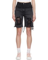 Givenchy - Black Distressed Denim Shorts - Lyst