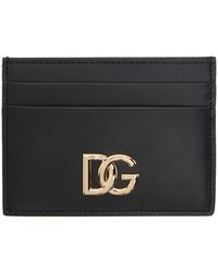 Dolce & Gabbana - Dolce&gabbana Black Calfskin 'dg' Logo Card Holder - Lyst