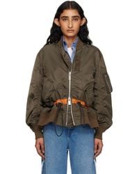 Sacai - カーキ ナイロンツイル ブルゾン ボンバージャケット - Lyst