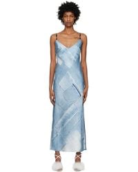HUGO - Blue V-neck Midi Dress - Lyst