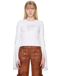 Blumarine - Crystal-Cut Long Sleeve T-Shirt - Lyst