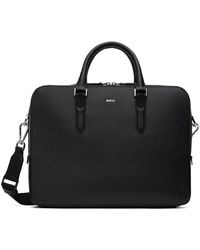 BOSS - Structured Leather Briefcase - Lyst