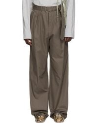 Dries Van Noten - Khaki Belted Cotton Trousers - Lyst