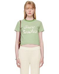 Bode - T-shirt 'truro' vert et blanc cassé à rayures - Lyst
