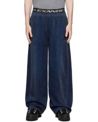 Alexander Wang - Logo Elastic Brushed Denim Sweatpants - Lyst