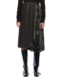 Sacai - Jupe Midi Brune En Tissu De Costume À Motif Cachemire - Lyst