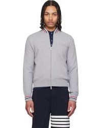 Thom Browne - 'Browne 65' Intarsia Zip Up Bomber Jacket - Lyst