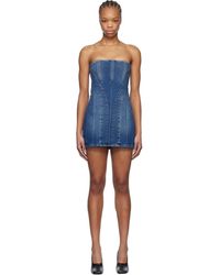 Monot - Robe Courte De Style Bustier Bleue En Denim - Lyst