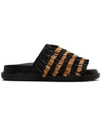 Marni - Black & Beige Fringe Sandals - Lyst