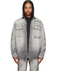 Off-White c/o Virgil Abloh - Diagonal Embroidered Denim Military Overshirt - Lyst