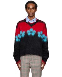 Marni - Pull noir en tricot brossé à motif fleuri - Lyst
