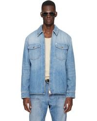Versace - Denim Zip Overshirt - Lyst