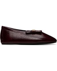 Ganni - Burgundy Jenny Bow Ballerina Flats - Lyst