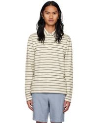 Vince - ホワイト&ブルー ボーダー ポロシャツ - Lyst