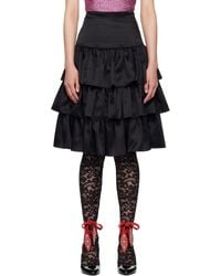 Valentino - Satin Ruffle Midi Skirt - Lyst