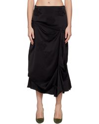 Ganni - Jupe Longue Noire À Effet Drapé - Lyst