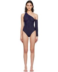 Alaïa - Navy Single-shoulder One-piece Swimsuit - Lyst