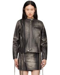 SSENSE Exclusive Black Flux Leather Jacket by EYTYS on Sale