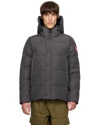 Canada Goose - Blouson Wyndham Gris Rembourré En Duvet - Lyst