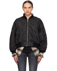 R13 - Black Quilted Bomber Jacket - Lyst