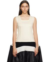 Issey Miyake - White Tucked Square Tank Top - Lyst