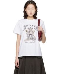Ganni - Basic Jersey Leopard Relaxed T-Shirt - Lyst