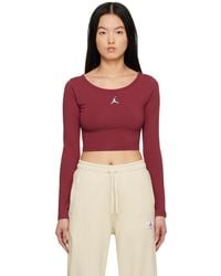 Nike T-shirt à manches longues flight bourgogne - Rouge