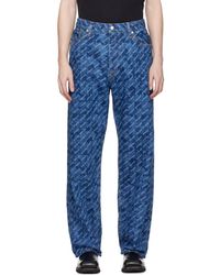 vowels - Jean Ample Bleu Marine En Denim - Lyst