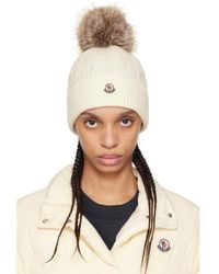 Moncler - Off- Wool & Cashmere Pom Pom Beanie - Lyst
