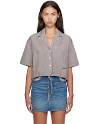 Ganni - Check Cotton Cropped Bowling Shirt - Lyst