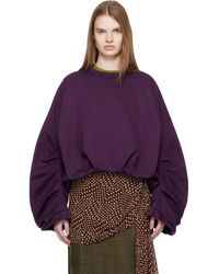 Dries Van Noten - Pull Molletonné Drapé Mauve - Lyst