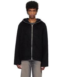 Our Legacy - Pull À Capuche Noir À Glissière Prolongée - Lyst