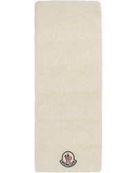 Moncler White Shearling Logo Scarf