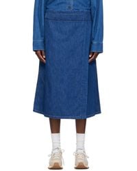 Studio Nicholson - Wrap Denim Midi Skirt - Lyst