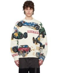 Sacai - Off- Car Race Print Sweater - Lyst